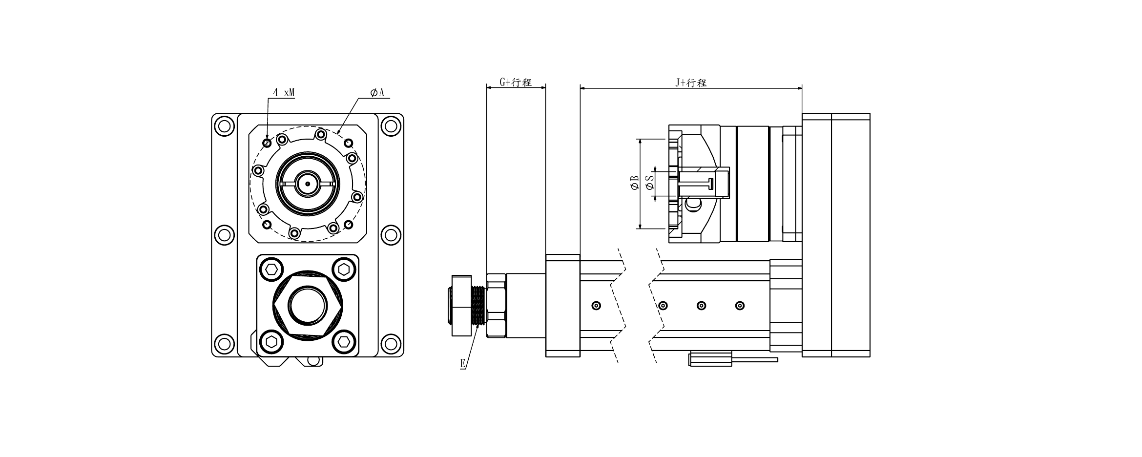 ELCY Series dimensional engineering drawing