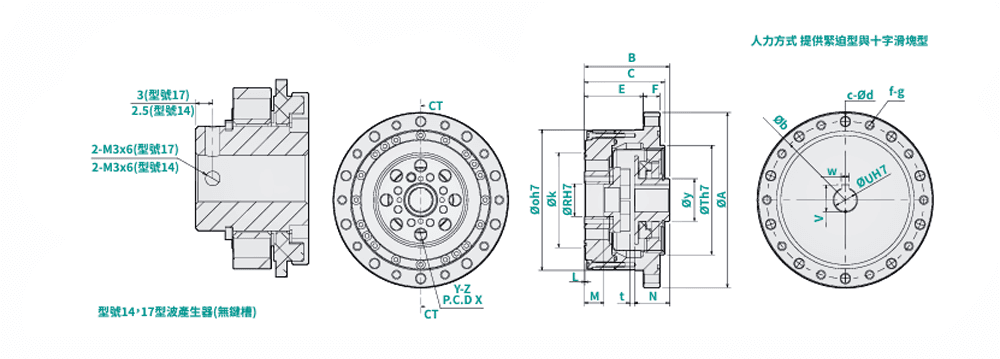 GCSG keyway type dimensional engineering drawing