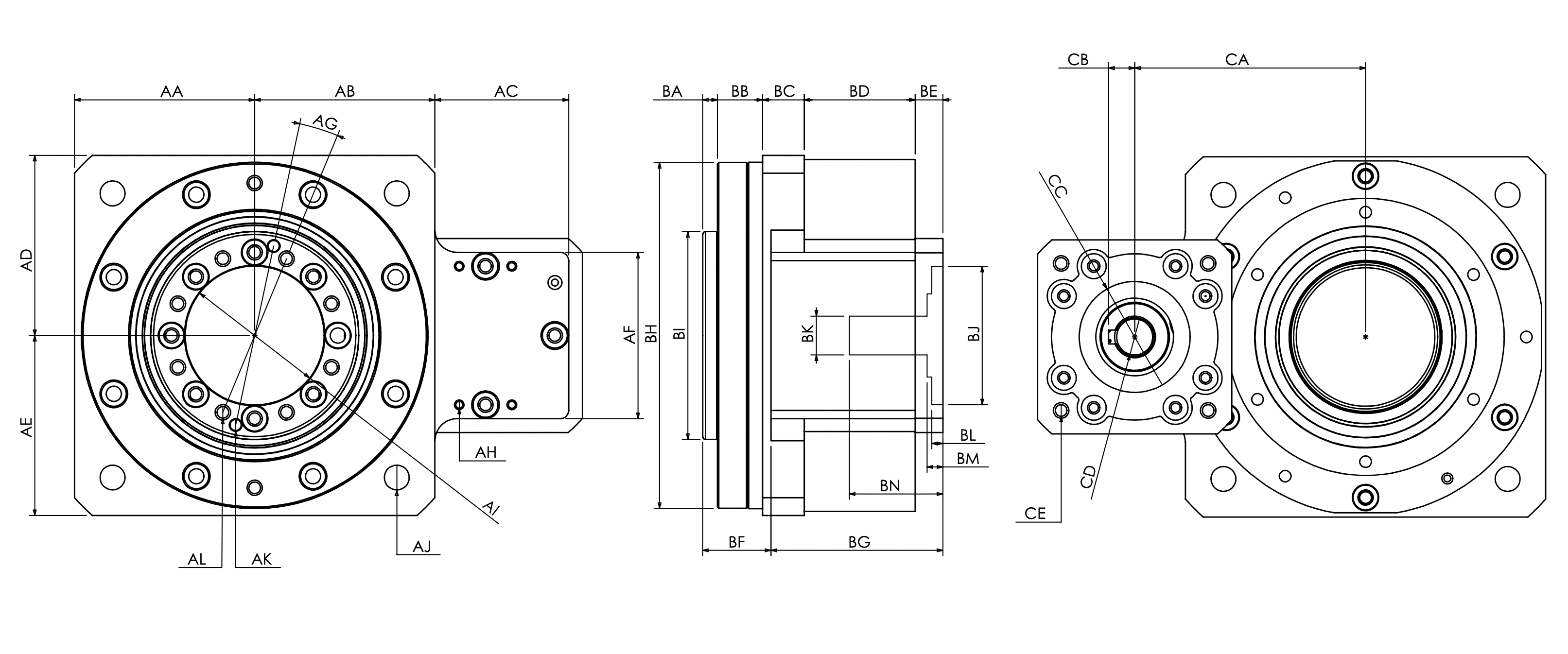NT Series dimensional engineering drawing