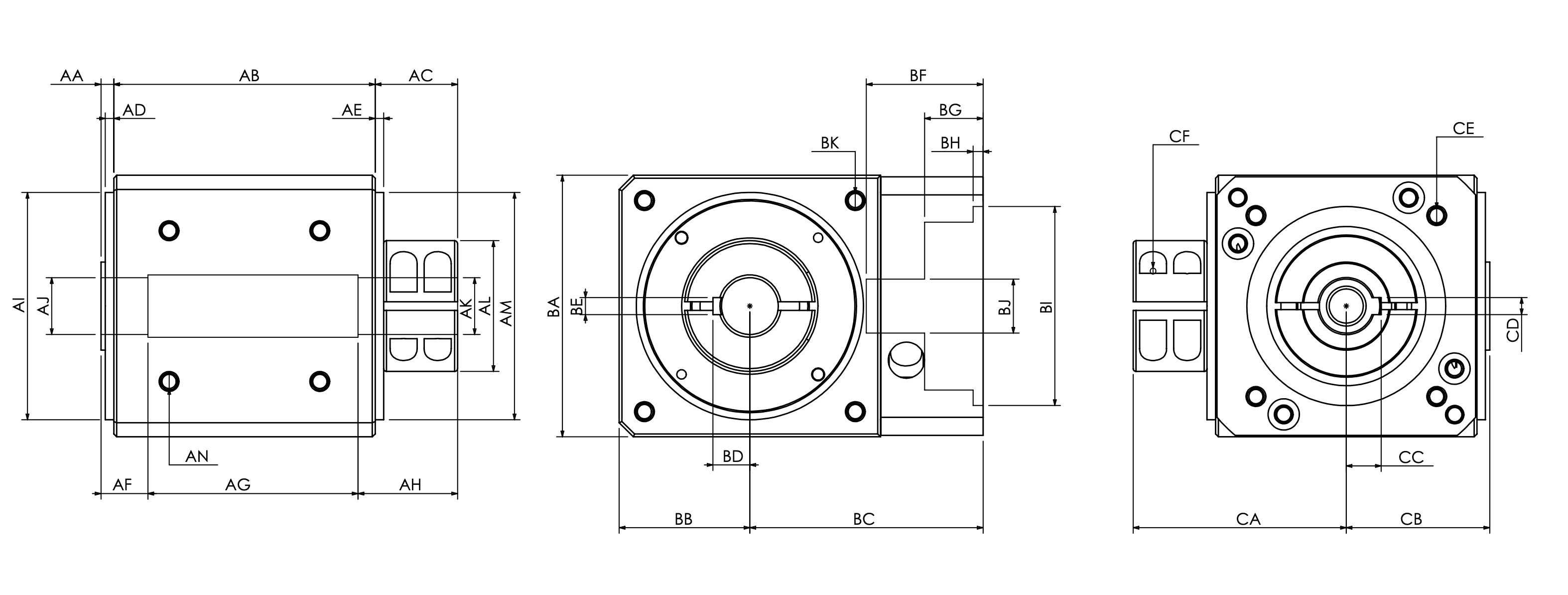 WS Series dimensional engineering drawing