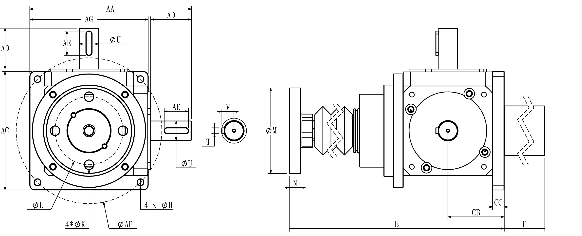 ACM body 2DSA dimensional engineering drawing