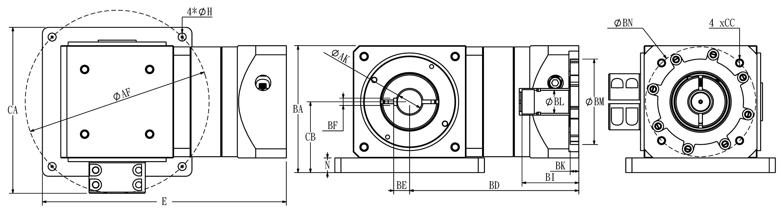 ACM GNP mounting bracket dimensional engineering drawing