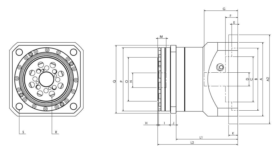 GNDU Series dimensional engineering drawing