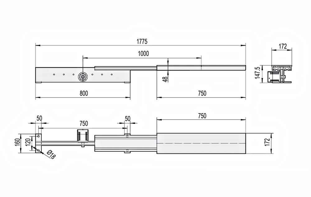 LM Series dimensional engineering drawing